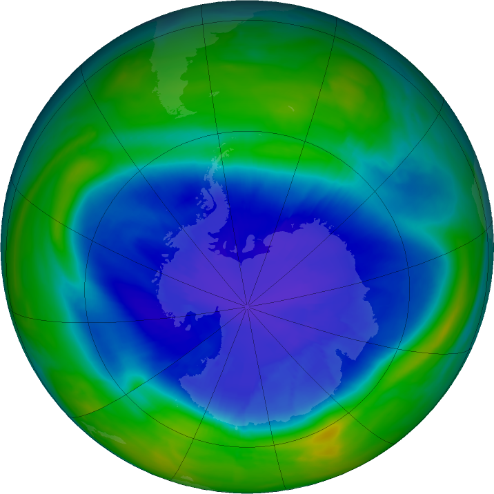 Antarctic ozone map for 12 September 2022
